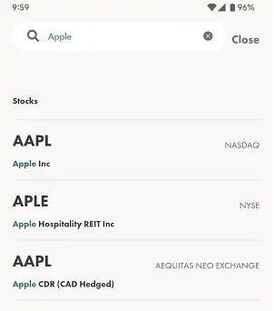 Apple CDR on Wealthsimple Trade