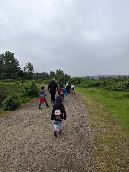 hiking in the rain