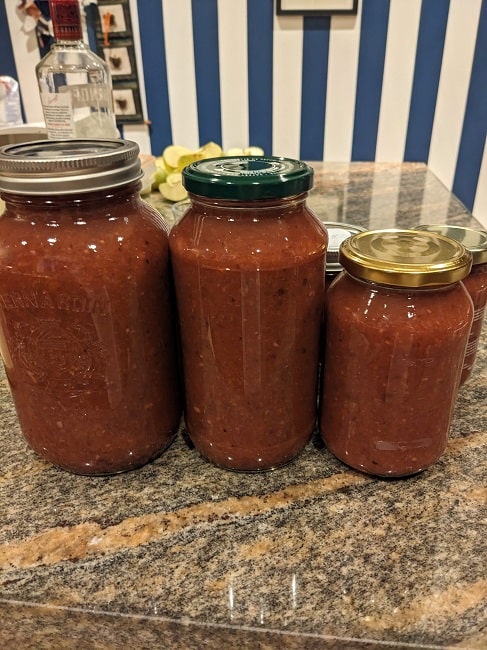 Apple and plum chutney all ready to be consumed!