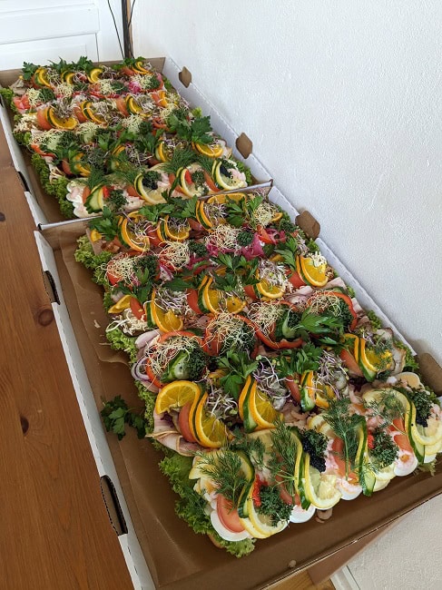 Smørrebrød (open-face sandwich) at a family party we attended
