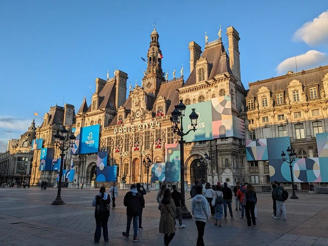 Paris city hall, getting ready for the Olympics