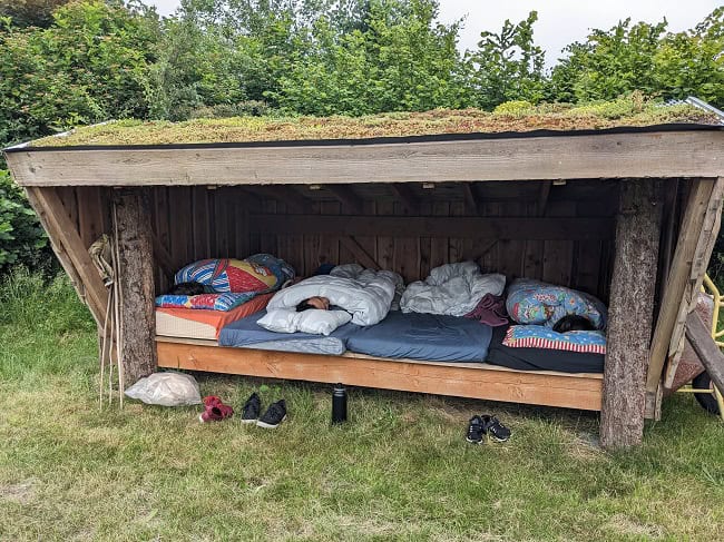 Sleeping in an outdoor shelter because there wasnโt enough space at the in-lawโs house to fit everyone