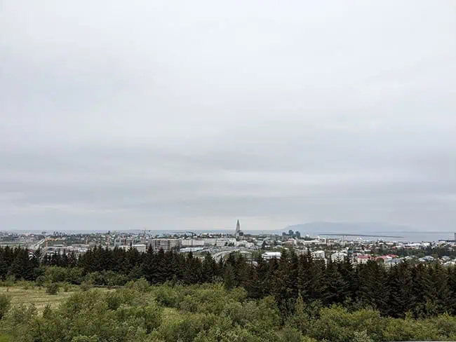 View from the top of Perlan. Hallgrimskirkja is the tallest building you see in the distance