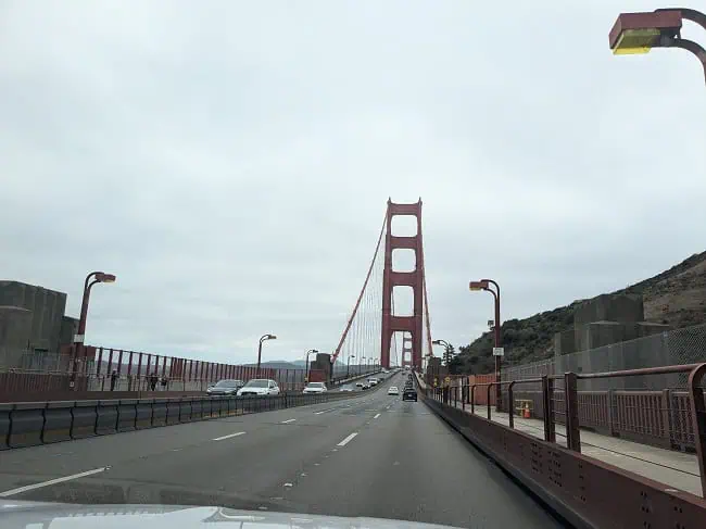 Driving over the Golden Gate Bridge