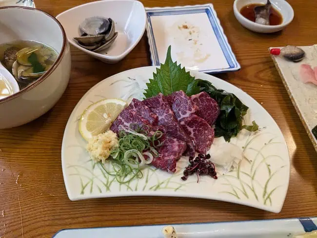 Horse meat sashimi. It was quite good.