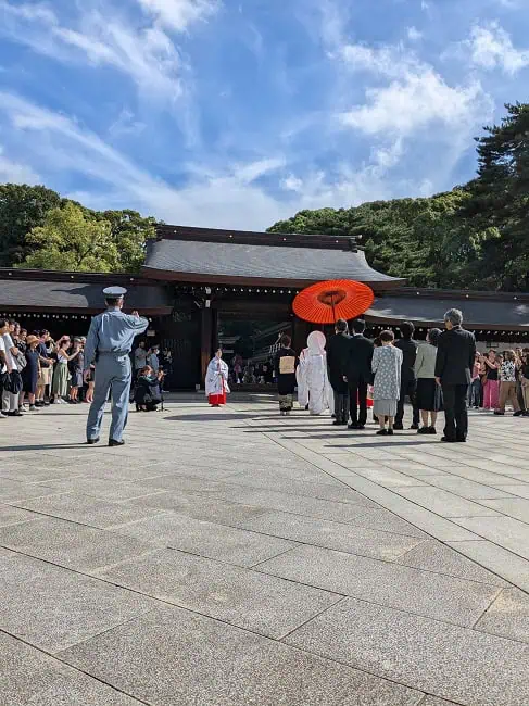 A couple getting married in Meiji temple