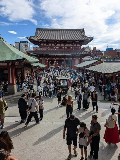 Looking backward from Senso-ji temple