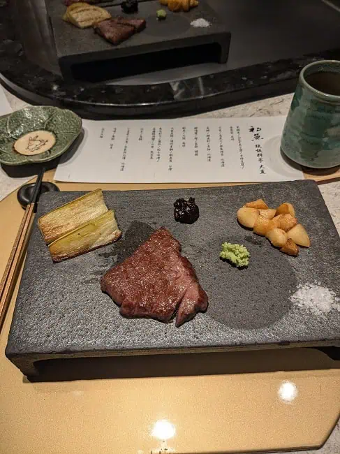 One of the dishes at a teppanyaki dinner with co-workers