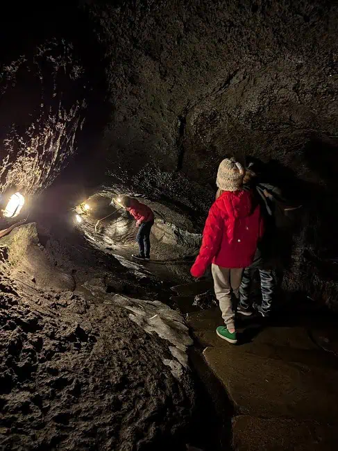 We explored a lava cave in the Mt. Fuji area