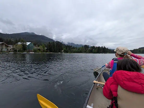 Canoeing in Alta Lake in Whistler